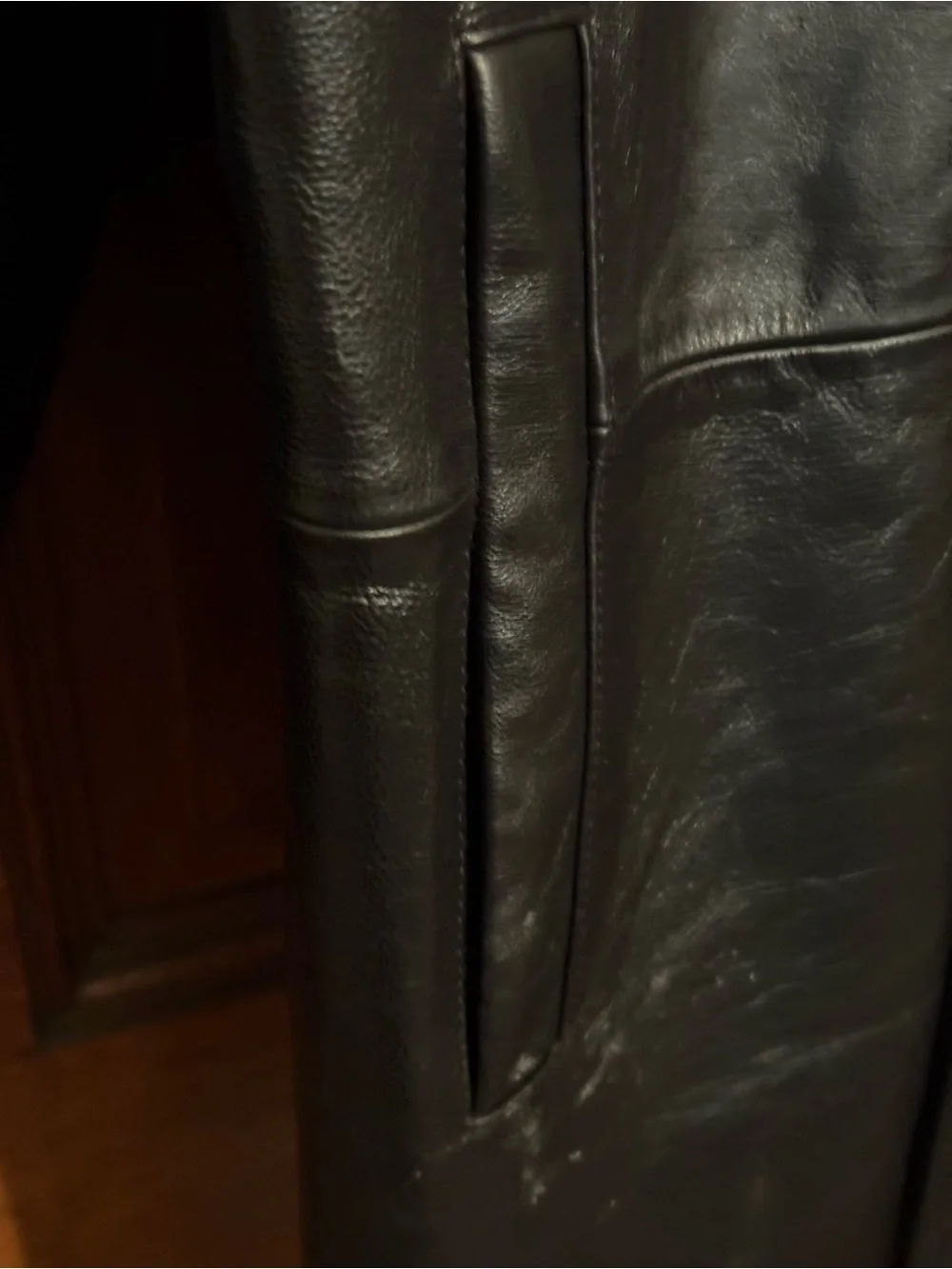 Banana Republic Black Leather Trench Coat Men’s size XL. Excellent.